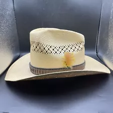 Stetson Roadrunner Bryantcote Straw Cowboy Western Hat Size 7 3/8