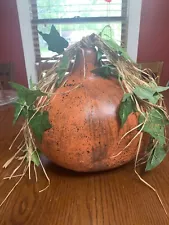 11" Tall Dried Gourd With Raffia