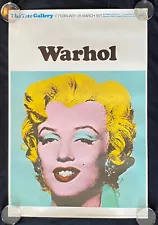 Original 1971 The Tate Gallery Marilyn Monroe Andy Warhol Exhibition Poster VTG