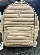 Backpack U.S. Polo Association Book Bag Taupe And Gold Polyester Lining