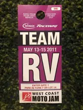 West Coast Moto Jam RV Parking Pass Permit Placard - May 2011 mx motocross bike