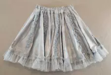 Handmade Square Dance Circle Skirt Elastic Waste 30" Blue Paisley Pattern Ruffle