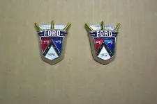 1955 1956 Ford NEW PAIR Door Crests & Retainers Crown Victoria Sunliner etc.