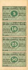 State Capital Bank - Uncut Obsolete Sheet - Broken Bank Notes - Paper Money - US