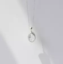 Natural Herkimer Diamond Raw Necklace, 925 Sterling Silver Handmade Jewelry