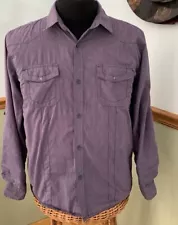 Drill Clothing Company Mens Purple Pin striped Western Pearl snap/Button Medium