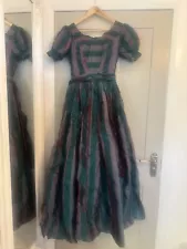 Vintage Handmade shot silk Green/ Red Fully lined dress Gown 10 12