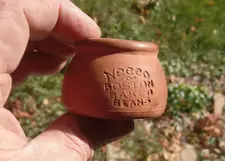 NECCO BOSTON BAKED BEANS OK EARLY 1900 REDWARE POTTERY CANDY POT