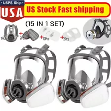 2 Set Full Face Gas Mask Respirator Painting Spraying w/Filters 6800 Facepiece