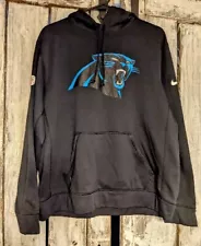 Carolina Panthers Sweatshirt Mens L Black Nike Therma Fit Fleece Lined Hoodie