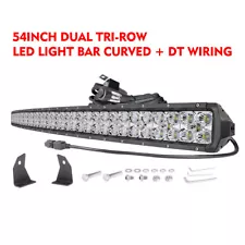 For Jeep Cherokee XJ Front Upper Roof 54" Curved LED Light Bar Combo Wiring Kit