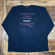 Vtg Albert Einstein Long Sleeve T Shirt Sz XL Y2K Parody Funny Retro 90s Art