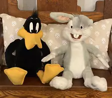 Looney Tunes Talking Daffy Duck & Bugs Bunny Plush 1998 Play by Play 14" Warner