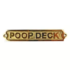 Poop Deck Wall Plaque Sign Polished Solid Brass Nautical Beach House Boat Decor