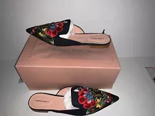 Brand New-Alberta Ferretti Embroidered Pointed Denim Mules Womens (Size Euro 41)