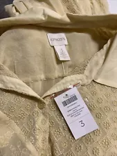 Chicos Gentle Yellow NWT Button Front Shirt Sz 3