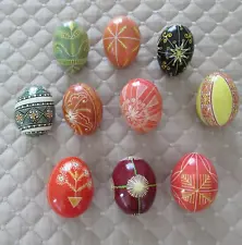 Lot of 10 Ukrainian Pysanka Hand Made Easter Real Chicken Eggs Folk Art