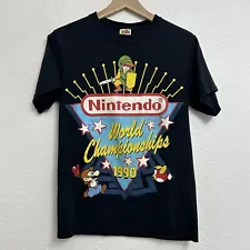 Vintage 2002 Nintendo World Championships 1990 Tee Black T-Shirt Size Small