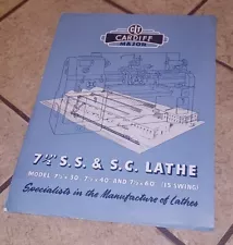 Cardiff 7 1/2" S S C SS SC Lathe SALES CATALOG FLYER made In England Tool Works