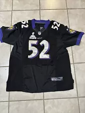 Ravens Baltimore R.LEWIS #52 On Field Super Bowl 47 Black Jersey HOF Size 56