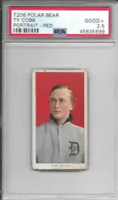 TY COBB T206 POLAR BEAR BACK RED PORTRAIT PSA 2.5 ! *CENTERED/NEW LABEL! *RARE !