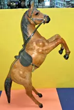 VTG Paper Mache Leather-Wrapped Brown Saddle Horse 17.5” Figurine