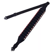 Black Shotgun Sling with 15&25 Shell Holder, 2 Point Non-Slip Adjustable Sling