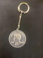 Vintage 1969 Robert F. John Kennedy Silver Dollar Size Key Chains JFK RFK