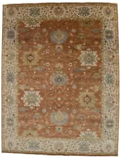 Rust Orange Osh Chobi Peshawar 9X12 Floral Oriental Antique Washed Rug Carpet