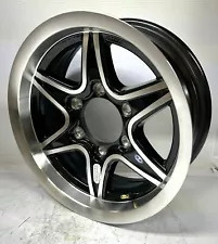 15" Inch 6 Lug Alloy Black Machined Utility Trailer Wheel BM15655ALLOY