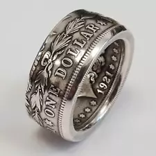 Silver Dollar Coin Ring Handmade Crafted Rare Silver Men Rings 7 -12 Ring Size