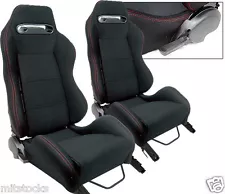 1 PAIR BLACK CLOTH + RED STITCHING RACING SEATS RECLINABLE FIT FOR ISUZU NEW