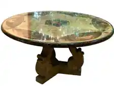 ROUND PAINTED DINING TABLE WITH MARBLEIZED TOP 60"