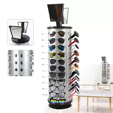 Rotating Sunglasses Display Rack 44 Pieces + Mirror Spinning Stand Glass Holder