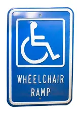 Vintage Handicapped Metal Parking Sign Embossed Heavy Sturdy 18" x 12"