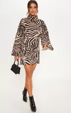 BNWT NEW 12 DESIGNER PRETTYLITTLETHING CAMEL TIGER JUMPER DRESS plenty for sale