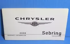 08 2008 Chrysler Sebring Convertible owners manual warranty/maintenance guide