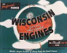 Wisconsin Engine Motor Color Sale Brochure Manual 1 2 4 Cylinder Air-Cooled 1953