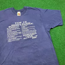 Vintage Top 10 Reasons To Stay Roman Catholic Shirt Mens L Blue 1995 Funny 90s