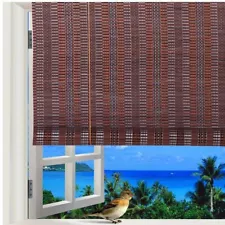 Natural Bamboo Roll Up Window Blind Roman Sun Shade WB-48N1 (W30" X H72")