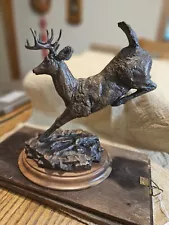 Deer Sculpture Signed Looks Like Bronze Not Sure