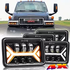 4PCS For GMC C4500 C5500 Topkick 2003-2009 DOT 4x6" LED Headlights Hi/Lo Beam H4 (For: More than one vehicle)