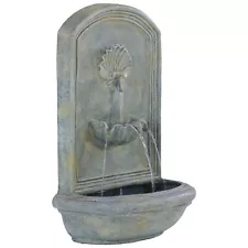 Seaside Polystone Outdoor Wall Fountain - French Limestone by Sunnydaze