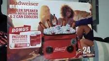 Budweiser Bluetooth Cooler Speaker, Bonus Bottle Opener & 2 Can Coolers