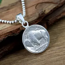 US 1934 Coin Five Cents Indian Head Buffalo Nickel 925 Sterling Silver Pendant