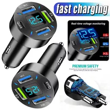 4 Port USB Type-C Fast Car Charger Adapter For iPhone Samsung Android Cell Phone