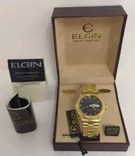 vtg. Elgin Men's Quartz Day/Date FCT002 155 PC33 Watch Black Dial w/Box + MINT!