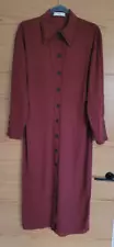 MANGO Dress Large Long Sleeves Button Up Midi Shirt Blouse Dress Brown *£10 SALE