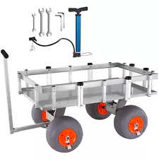 VEVOR Beach Fishing Cart Fishing Trolley 500 lbs with Balloon Tires for Sand