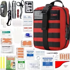 I GO 85-Piece First Aid Kit with 11-in-1 Survival Card - Red Emergency Kit for H